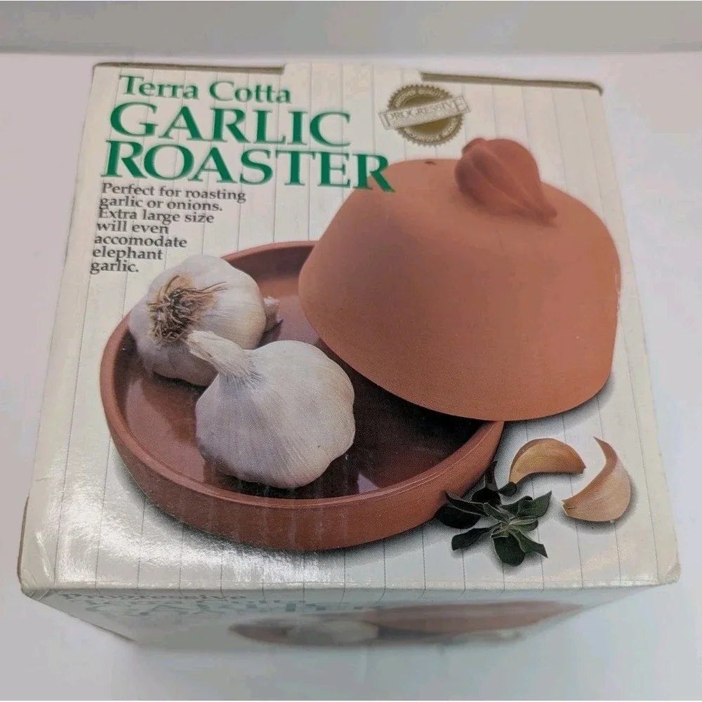 Progressive Terra Cotta Garlic Roaster XL Clay Dome Lid Vented GGR-425 NIB